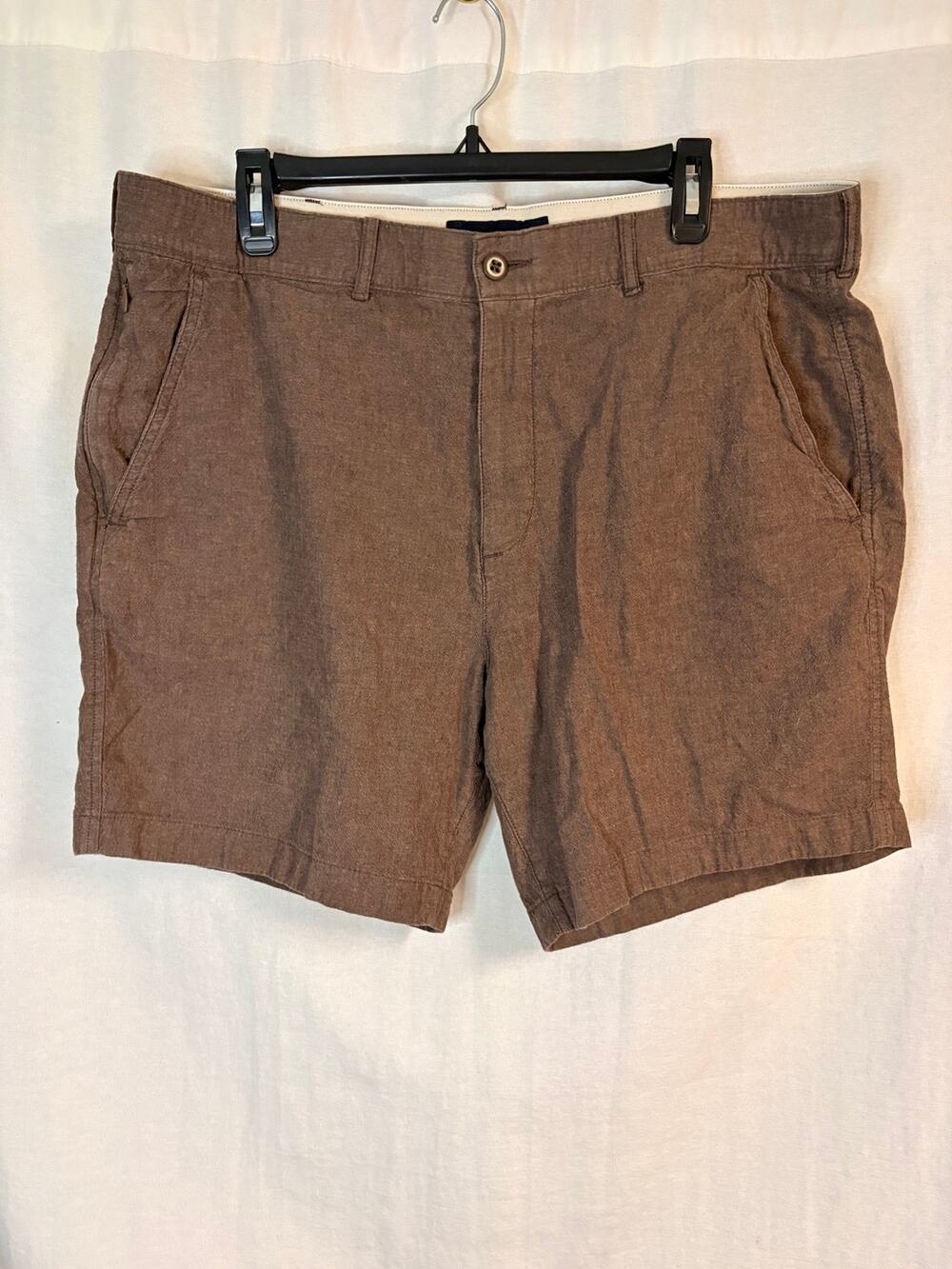 Abercrombie & Fitch Men’s 38 Brown Linen Blend Chino Shorts 7" Inseam